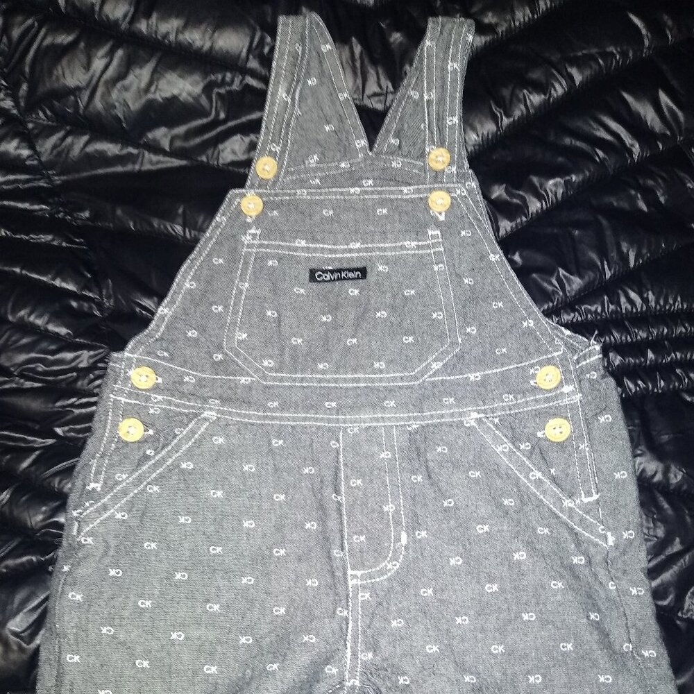 Calvin Klein Kids Grey Denim Overalls - Picture 4 of 5